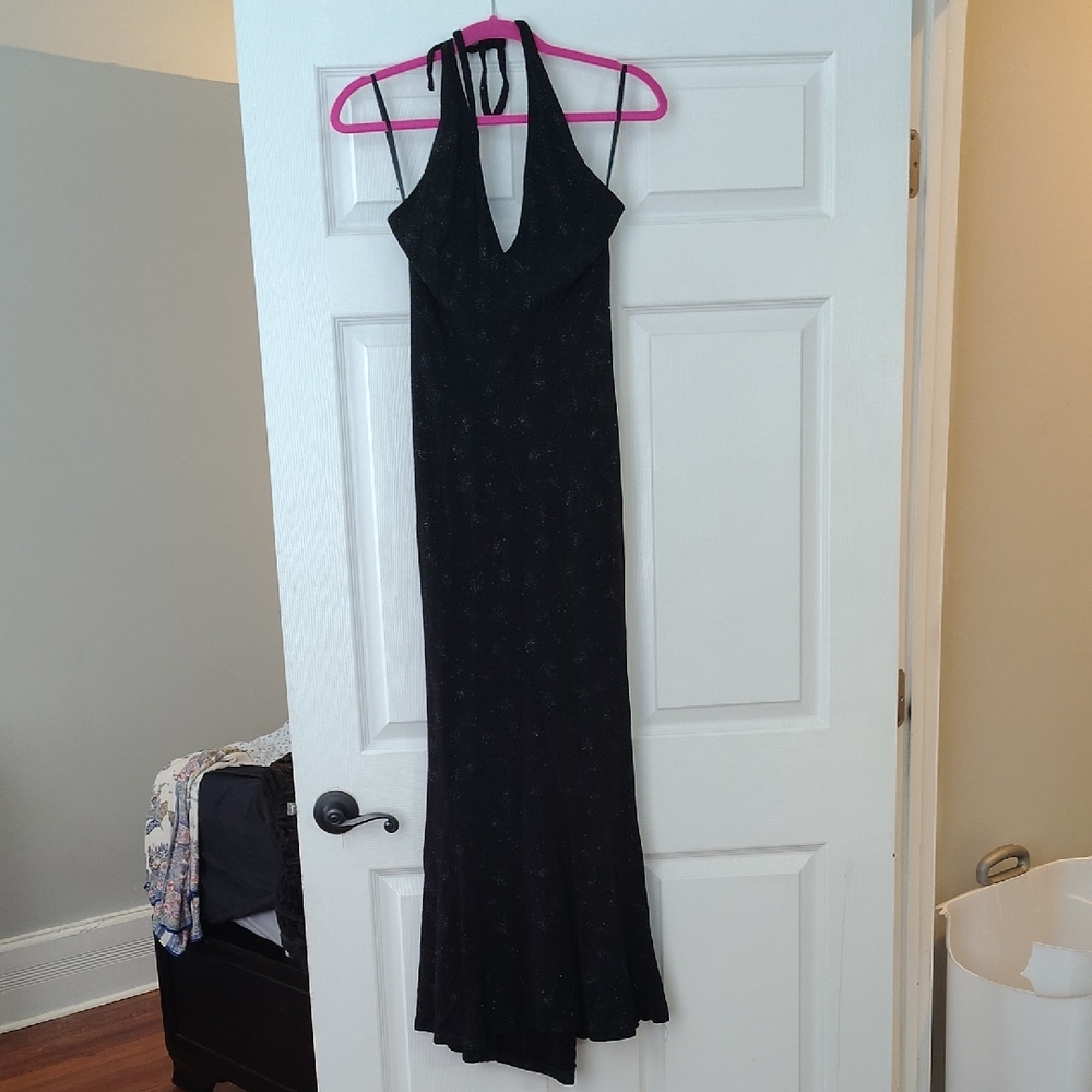 Elegant Black Halter Dress